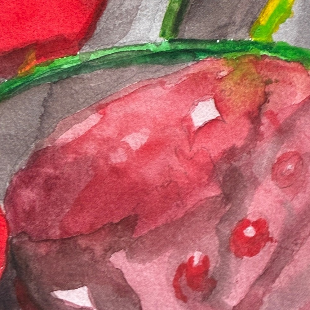 Warren C. Plauche Signed Original Cherry Watercolor Painting Still Life 11x15 - Picture 5 of 11